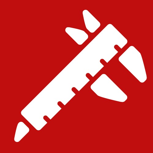 White brake caliper symbol on a red background. It represents measuring tool that plarad offers in boting space.