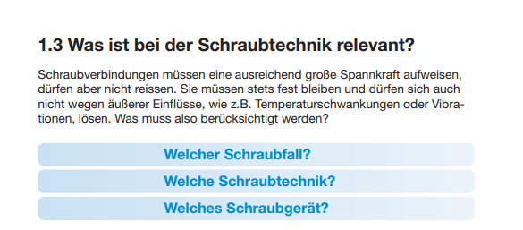 Relevante Aspekte der Schraubtechnik.