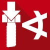 White bolt with a red arrow pointing down beside a stylized wrench on a red background, symbolizing hochwertige Schraubtechnik & Drehmomentschrauber Made in Germany.