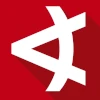 White geometric symbol resembling a stylized letter A on a red background with a shadow, representing hochwertige Schraubtechnik & Drehmomentschrauber Made in Germany.