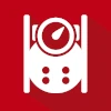 White submarine icon with a gauge on a red background, symbolizing hochwertige Schraubtechnik & Drehmomentschrauber Made in Germany.